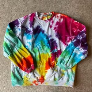 Homemade rainbow tie dye crewneck sweatshirt